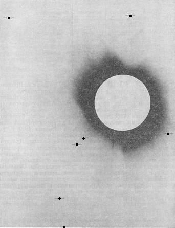 Положение звезд при полном солнечном затмении 1919 года