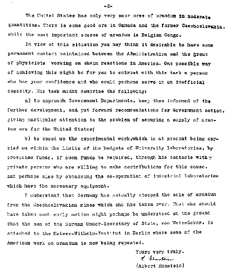 Письмо Эйнштейна Рузвельту