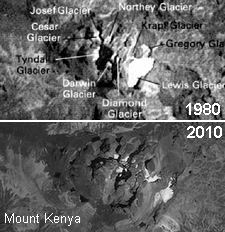 Спутниковые фотографии Кении 1980 и 2010 гг.