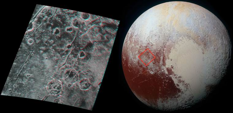 Расщелины и вулканы на Плутоне