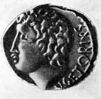 Галльская монета с изображением Верцигеторига. I в. до н. э.