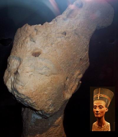 Известняковая голова Нефертити, возможный прототип цветного бюста, изготовленного Борхпрдтом